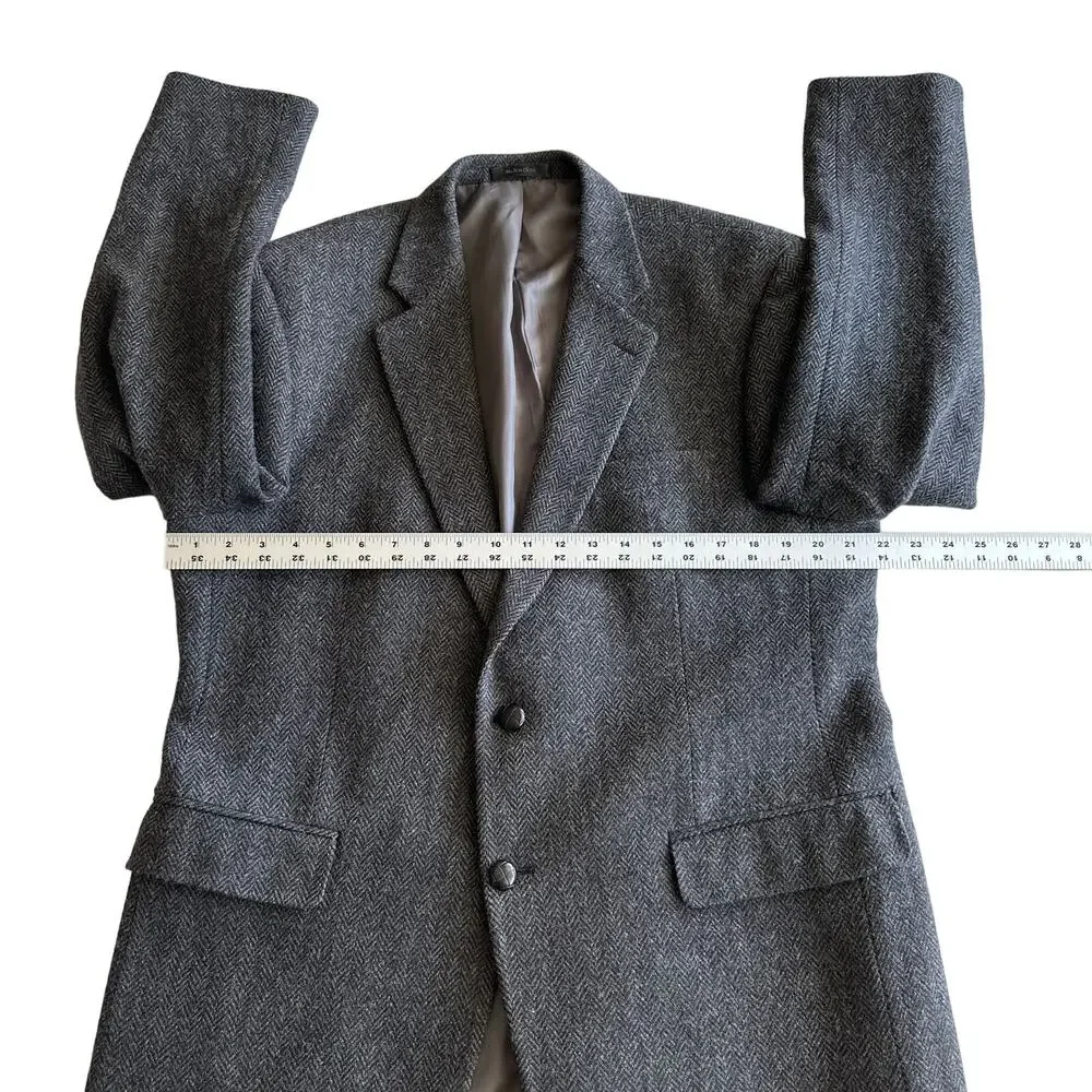 Lauren Ralph Lauren 100%‎ Wool Herringbone Classic 2 Button Gray Blazer Jacket L